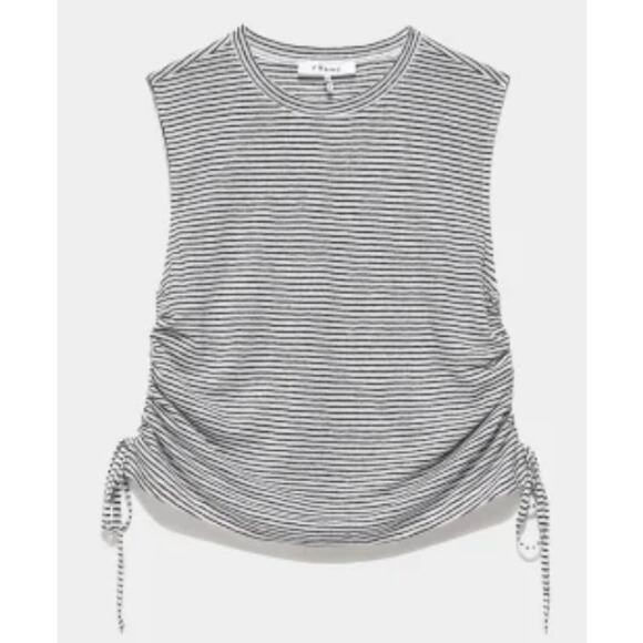 frame striped organic linen ruched sides tank - Picture 1 of 4